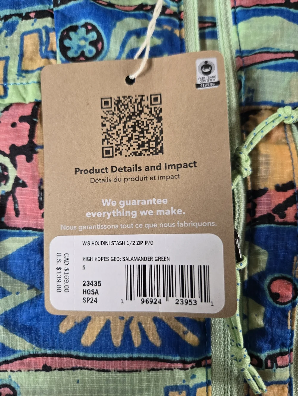 Patagonia Multicolor Geo-Print 1/2 Zip Pullover in Aqua, Pink Size Small Nwt Lo - Picture 3 of 4